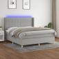 Preview: ARDEBO.de - Boxspringbett mit Matratze & LED Hellgrau 160x200 cm Stoff