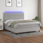 Preview: ARDEBO.de - Boxspringbett mit Matratze & LED Hellgrau 160x200 cm Stoff