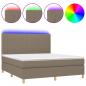 Preview: Boxspringbett mit Matratze & LED Taupe 180x200 cm Stoff