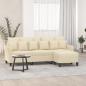 Preview: ARDEBO.de - 3-Sitzer-Sofa mit Hocker Creme 180 cm Stoff