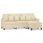 Preview: 3-Sitzer-Sofa mit Hocker Creme 180 cm Stoff