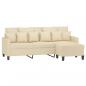 Preview: 3-Sitzer-Sofa mit Hocker Creme 180 cm Stoff