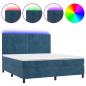 Preview: Boxspringbett mit Matratze & LED Dunkelblau 160x200 cm Samt