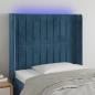 Preview: ARDEBO.de - LED Kopfteil Dunkelblau 83x16x118/128 cm Samt