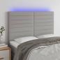 Preview: ARDEBO.de - LED Kopfteil Hellgrau 144x5x118/128 cm Stoff