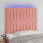 Preview: ARDEBO.de - LED Kopfteil Rosa 80x5x118/128 cm Samt