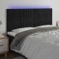 Preview: ARDEBO.de - LED Kopfteil Schwarz 200x5x118/128 cm Samt 