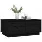 Preview: Couchtisch Schwarz 80x50x35 cm Massivholz Kiefer