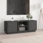 Preview: ARDEBO.de - TV-Schrank Grau 110x35x40,5 cm Massivholz Kiefer