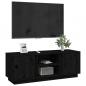 Preview: TV-Schrank Schwarz 110x35x40,5 cm Massivholz Kiefer