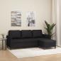 Preview: ARDEBO.de - 3-Sitzer-Sofa mit Hocker Schwarz 180 cm Kunstleder