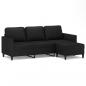 Preview: 3-Sitzer-Sofa mit Hocker Schwarz 180 cm Kunstleder