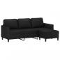 Preview: 3-Sitzer-Sofa mit Hocker Schwarz 180 cm Kunstleder