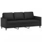 Preview: 3-Sitzer-Sofa mit Hocker Schwarz 180 cm Kunstleder