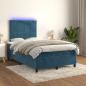 Preview: ARDEBO.de - Boxspringbett mit Matratze & LED Dunkelblau 120x200 cm Samt