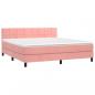 Preview: Boxspringbett mit Matratze & LED Rosa 180x200 cm Samt