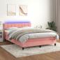 Preview: ARDEBO.de - Boxspringbett mit Matratze & LED Rosa 140x200 cm Samt