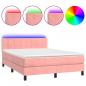 Preview: Boxspringbett mit Matratze & LED Rosa 140x190 cm Samt