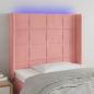 Preview: ARDEBO.de - LED Kopfteil Rosa 93x16x118/128 cm Samt