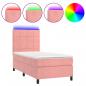 Preview: Boxspringbett mit Matratze & LED Rosa 90x190 cm Samt