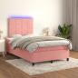 Preview: ARDEBO.de - Boxspringbett mit Matratze & LED Rosa 120x200 cm Samt