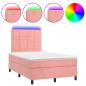 Preview: Boxspringbett mit Matratze & LED Rosa 120x200 cm Samt