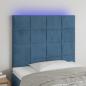 Preview: ARDEBO.de - LED Kopfteil Dunkelblau 100x5x118/128 cm Samt