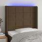 Preview: ARDEBO.de - LED Kopfteil Dunkelbraun 93x16x118/128 cm Stoff