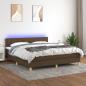 Preview: ARDEBO.de - Boxspringbett mit Matratze & LED Dunkelbraun 180x200 cm Stoff