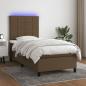 Preview: ARDEBO.de - Boxspringbett mit Matratze & LED Dunkelbraun 90x200 cm Stoff