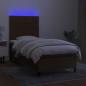 Preview: Boxspringbett mit Matratze & LED Dunkelbraun 90x200 cm Stoff