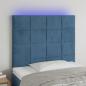 Preview: ARDEBO.de - LED Kopfteil Dunkelblau 80x5x118/128 cm Samt