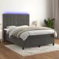 Preview: ARDEBO.de - Boxspringbett mit Matratze & LED Dunkelgrau 140x200 cm Samt