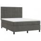 Preview: Boxspringbett mit Matratze & LED Dunkelgrau 140x200 cm Samt