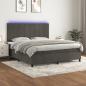 Preview: ARDEBO.de - Boxspringbett mit Matratze & LED Dunkelgrau 160x200 cm Samt