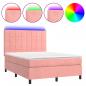 Preview: Boxspringbett mit Matratze & LED Rosa 140x190 cm Samt