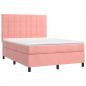 Preview: Boxspringbett mit Matratze & LED Rosa 140x190 cm Samt