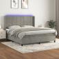 Preview: ARDEBO.de - Boxspringbett mit Matratze & LED Hellgrau 160x200 cm Samt