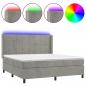 Preview: Boxspringbett mit Matratze & LED Hellgrau 160x200 cm Samt