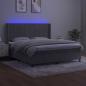 Preview: Boxspringbett mit Matratze & LED Hellgrau 160x200 cm Samt