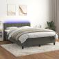 Preview: ARDEBO.de - Boxspringbett mit Matratze & LED Dunkelgrau 140x200 cm Samt