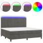 Preview: Boxspringbett mit Matratze & LED Dunkelgrau 200x200 cm Samt