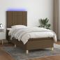 Preview: ARDEBO.de - Boxspringbett mit Matratze & LED Dunkelbraun 100x200 cm Stoff