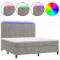 Preview: Boxspringbett mit Matratze & LED Hellgrau 160x200 cm Samt