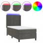 Preview: Boxspringbett mit Matratze & LED Dunkelgrau 80x200 cm Samt