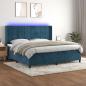 Preview: ARDEBO.de - Boxspringbett mit Matratze & LED Dunkelblau 200x200 cm Samt