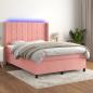 Preview: ARDEBO.de - Boxspringbett mit Matratze & LED Rosa 140x190 cm Samt