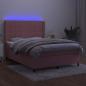 Preview: Boxspringbett mit Matratze & LED Rosa 140x200 cm Samt