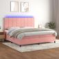 Preview: ARDEBO.de - Boxspringbett mit Matratze & LED Rosa 200x200 cm Samt