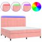 Preview: Boxspringbett mit Matratze & LED Rosa 200x200 cm Samt